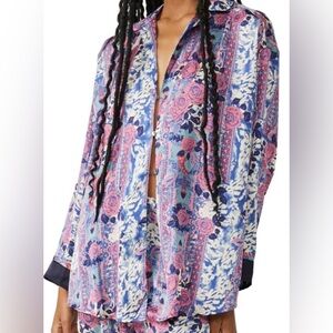 Free People Intimately Dreamy Days Pyjama Top, Royal Combo, sz L